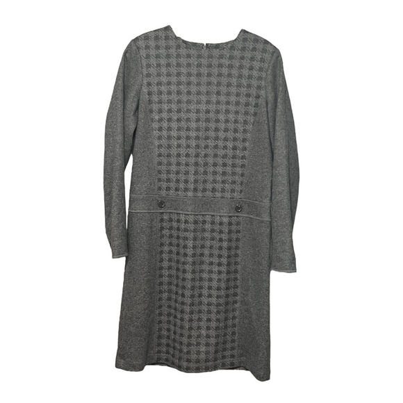 Worth New York USA Wool Blend Gray Vintage Checkered Button Knee Dress Sz 10 - Picture 1 of 9